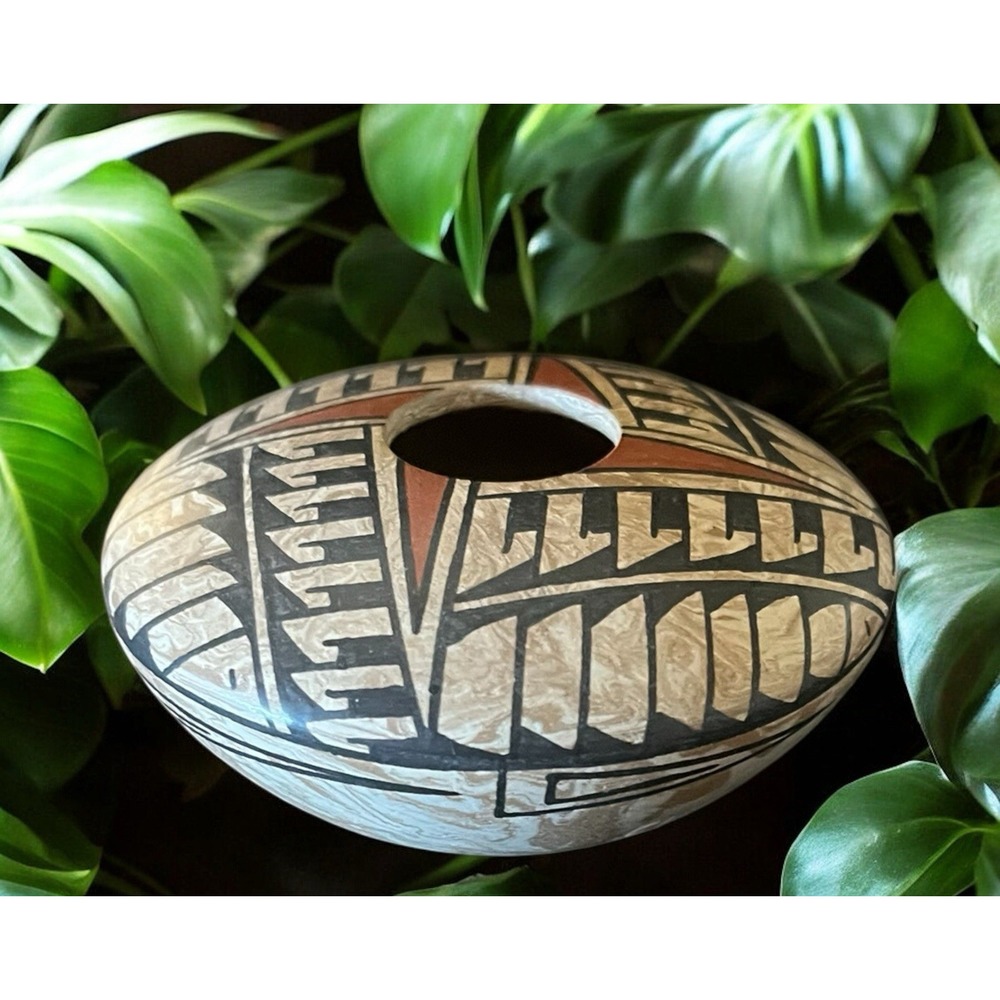 Mata Ortiz Pottery Elena Mora Mixed Clay Paquime Seed Pot Art Mexican Clay Art - Picture 5 of 9